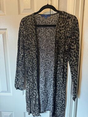 APT 9 Black and Cream Leopard Open-Front Women’s Cardigan